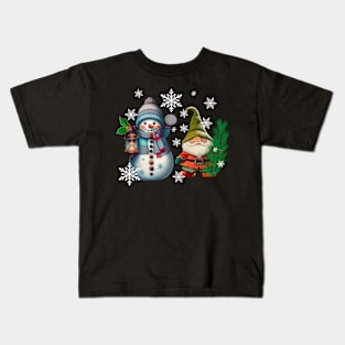 Snowman & Gnome Christmas Kids T-Shirt